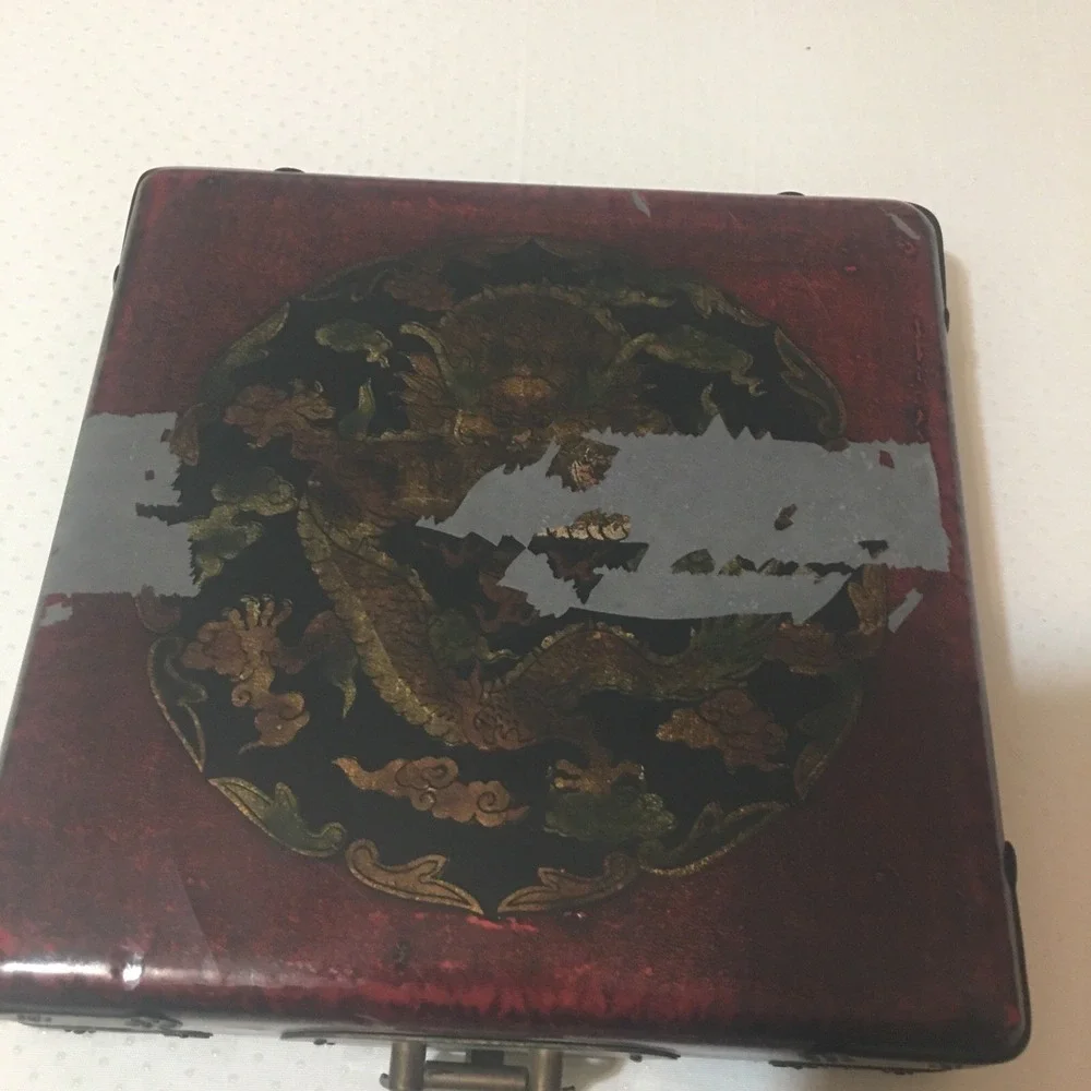 Chinese Compass Feng Shui Box Brass Metal Clasp and Accents Read Description